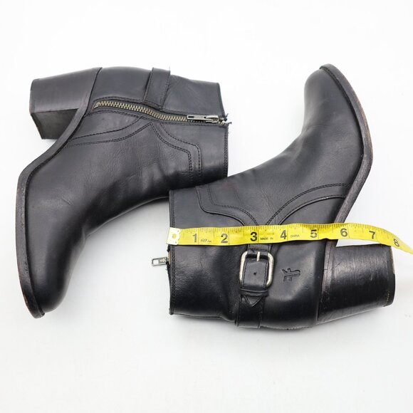 Frye Janis Shield Women's Size 8.5 B Black Leather Zip Ankle Boots - Picture 6 of 11